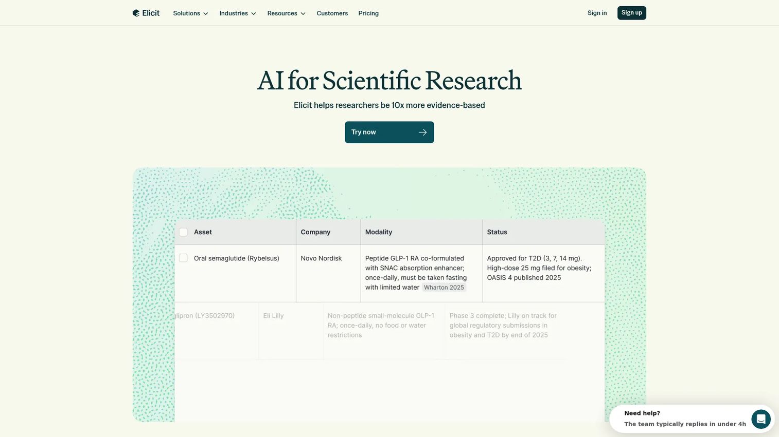 Elicit literature review workspace