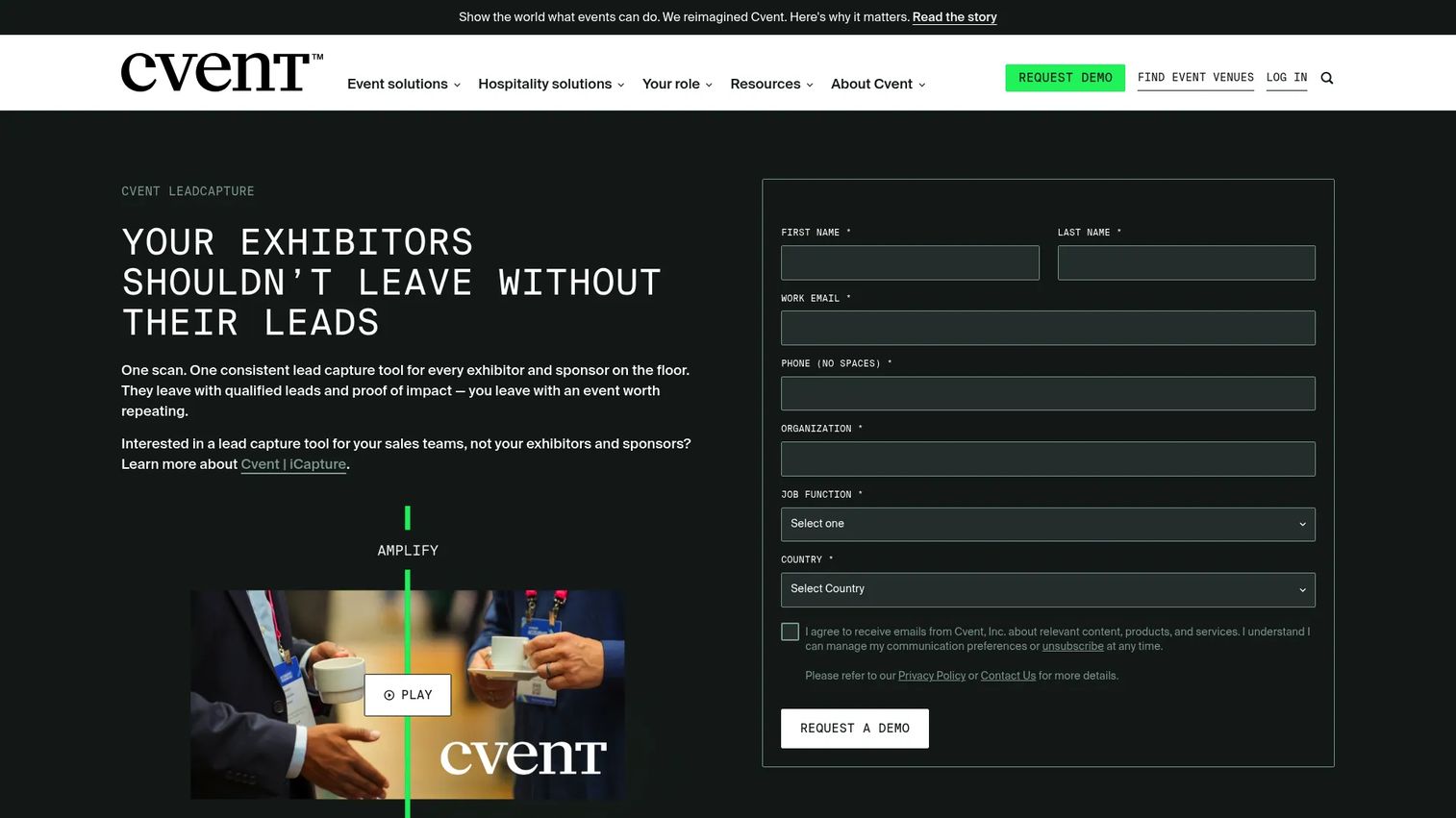 Cvent LeadCapture app showing lead qualification and scanning