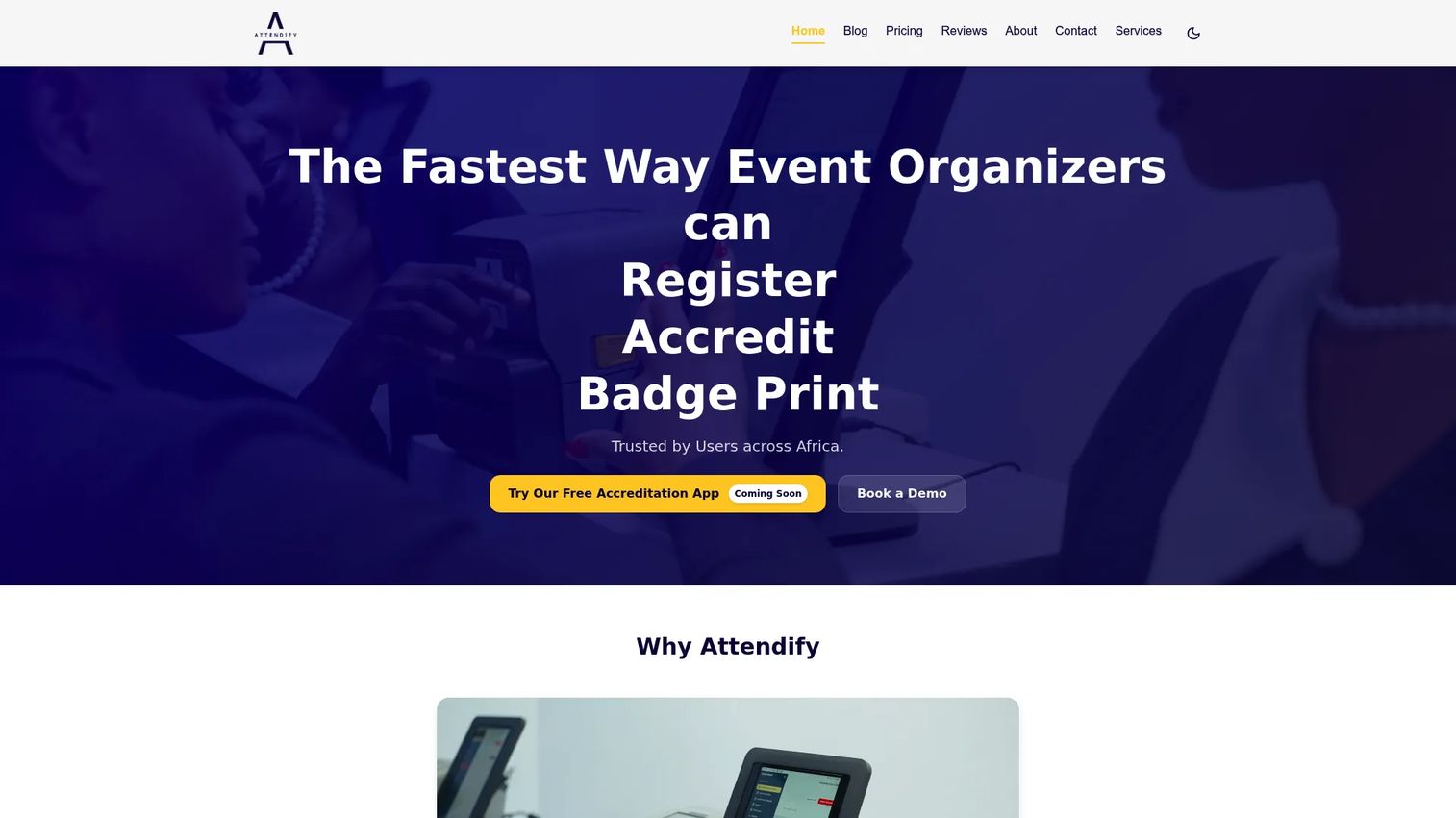 Attendify event registration and badge printing interface
