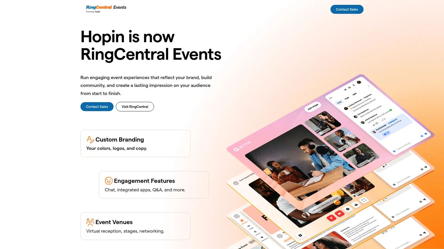 Hopin all-in-one event management platform homepage