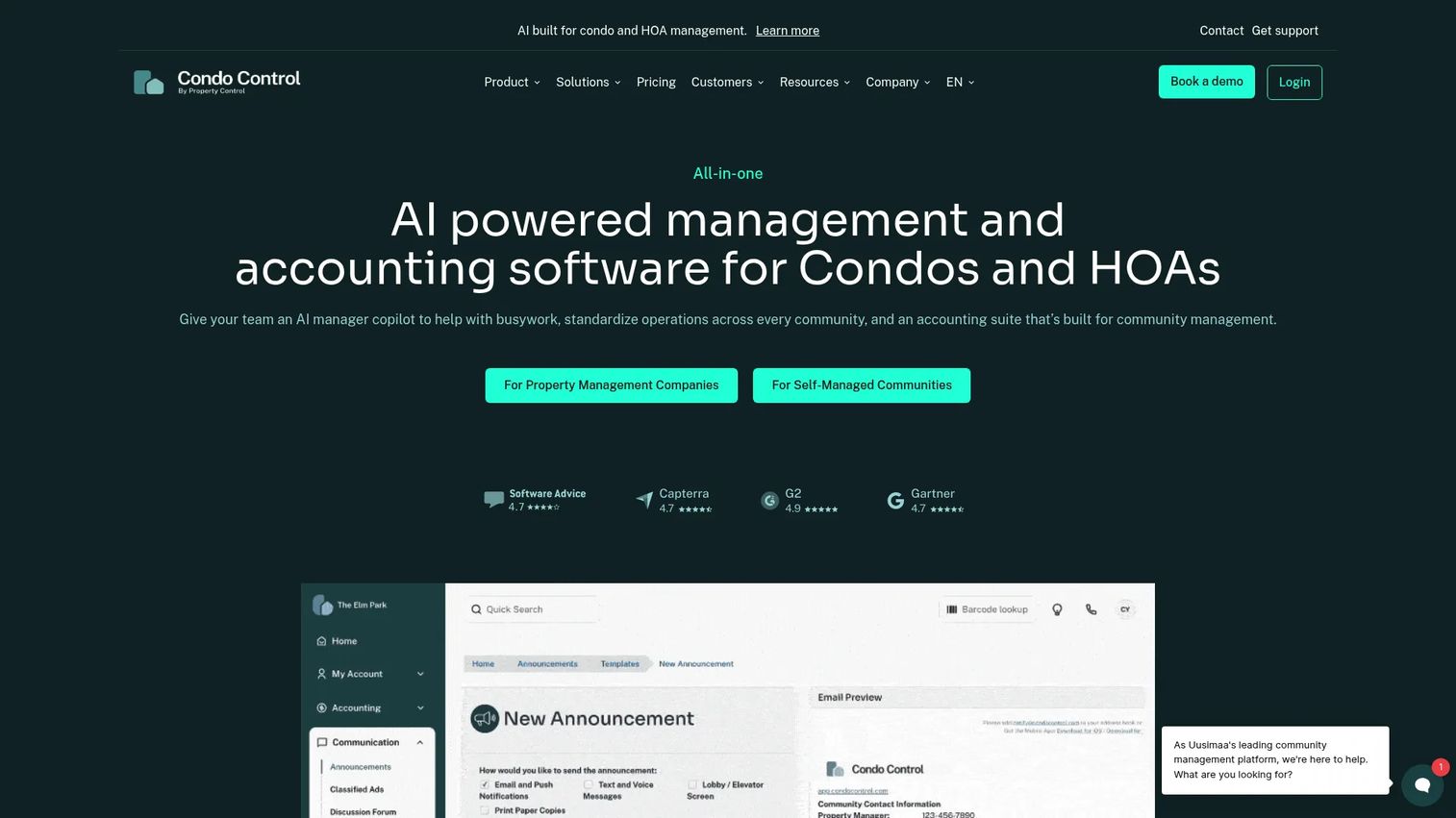 Condo Control condo management software homepage