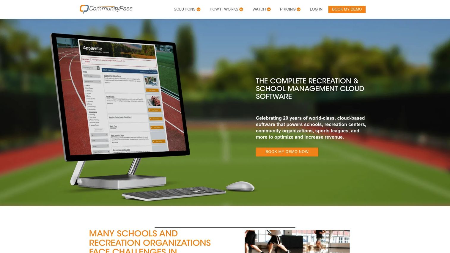 CommunityPass recreation and school management software homepage