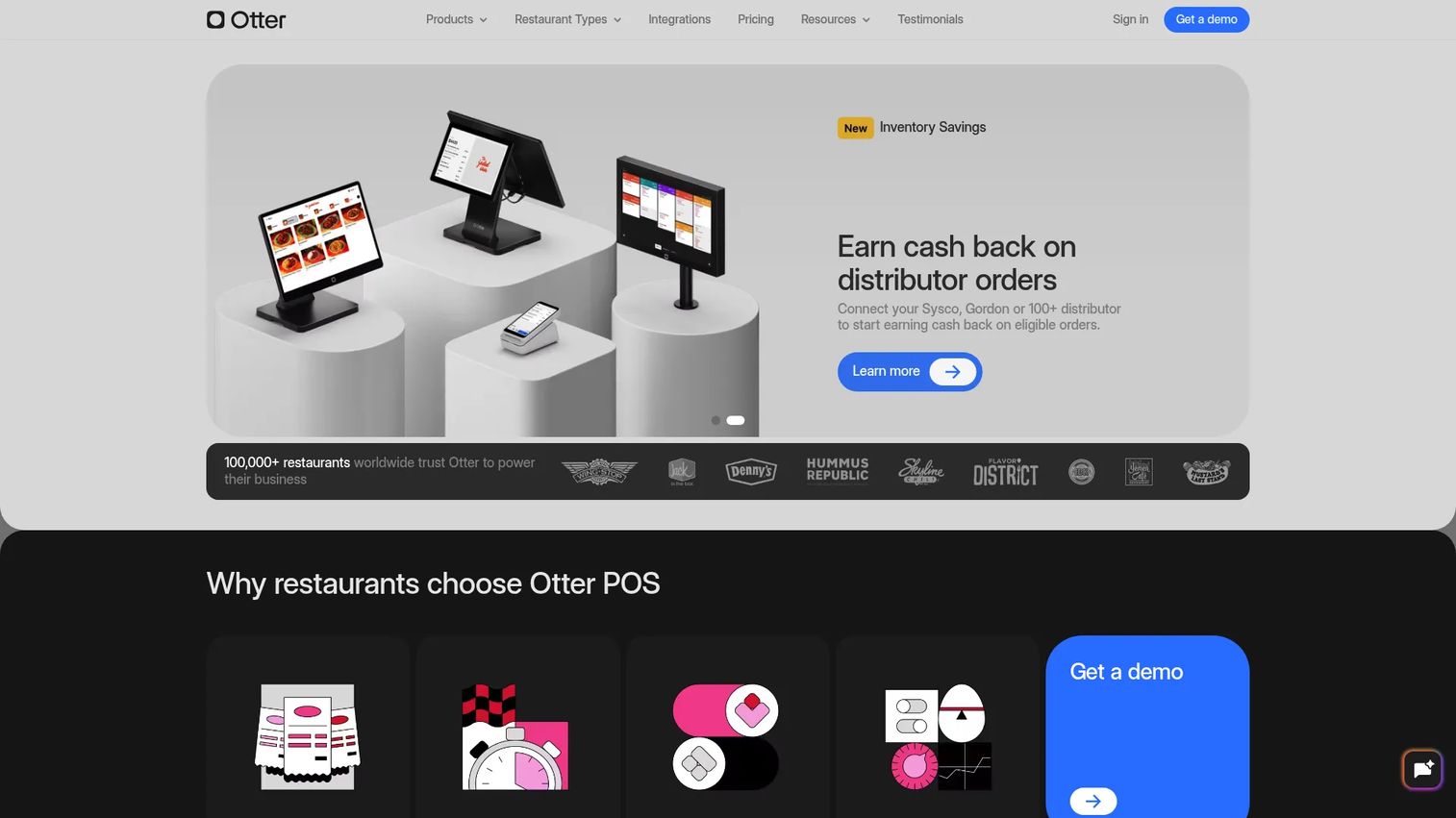 Otter restaurant operating system and order aggregation homepage