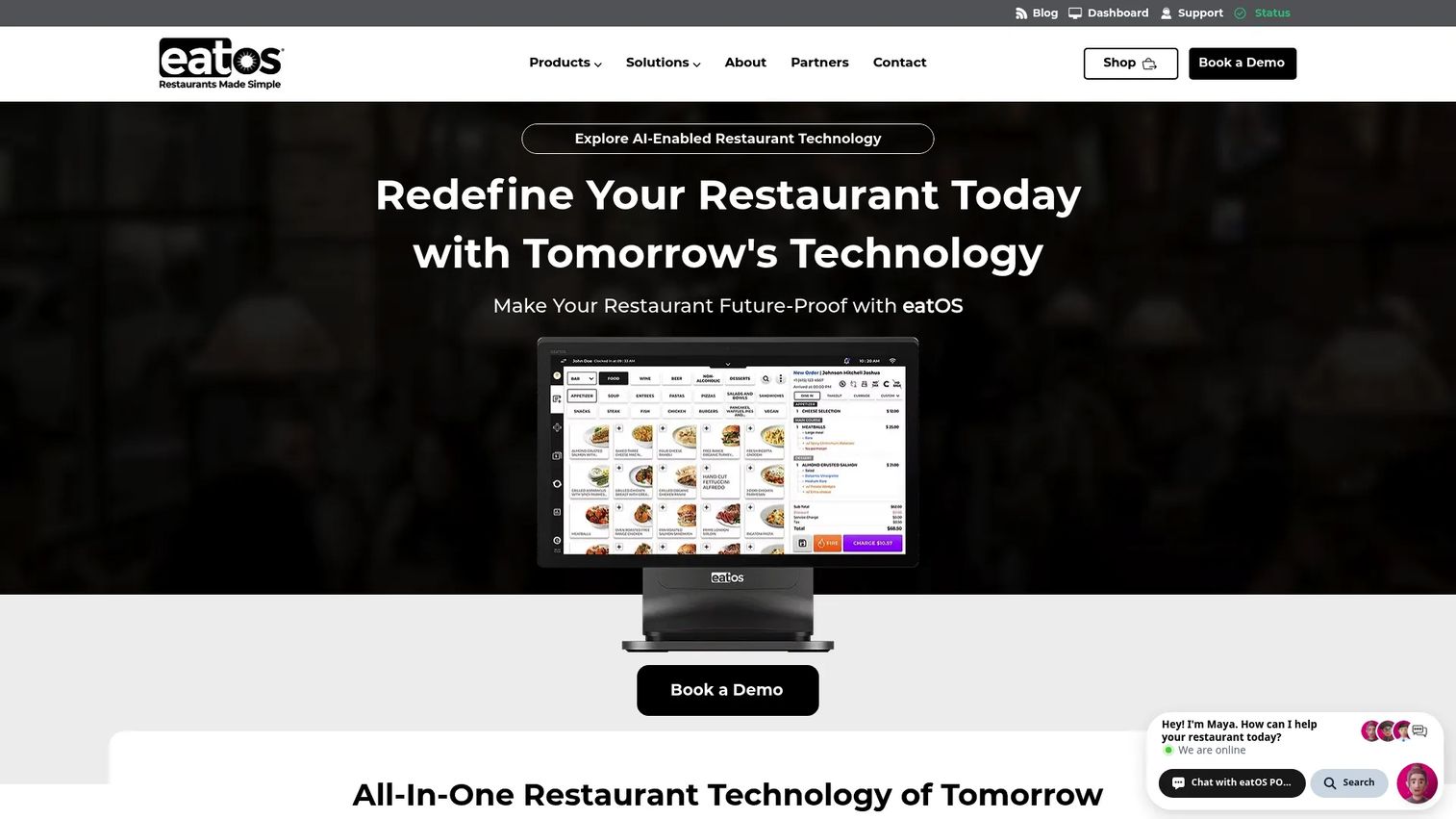 eatOS restaurant management and POS platform homepage
