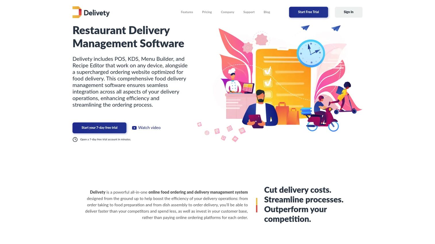 Delivety food delivery management software dashboard