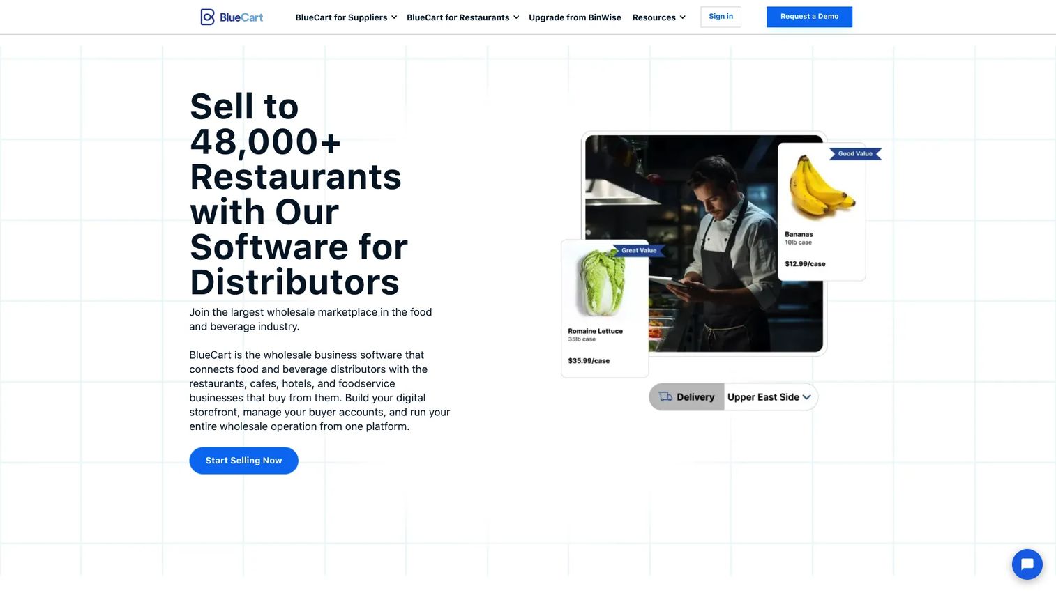 BlueCart wholesale ordering and procurement platform homepage