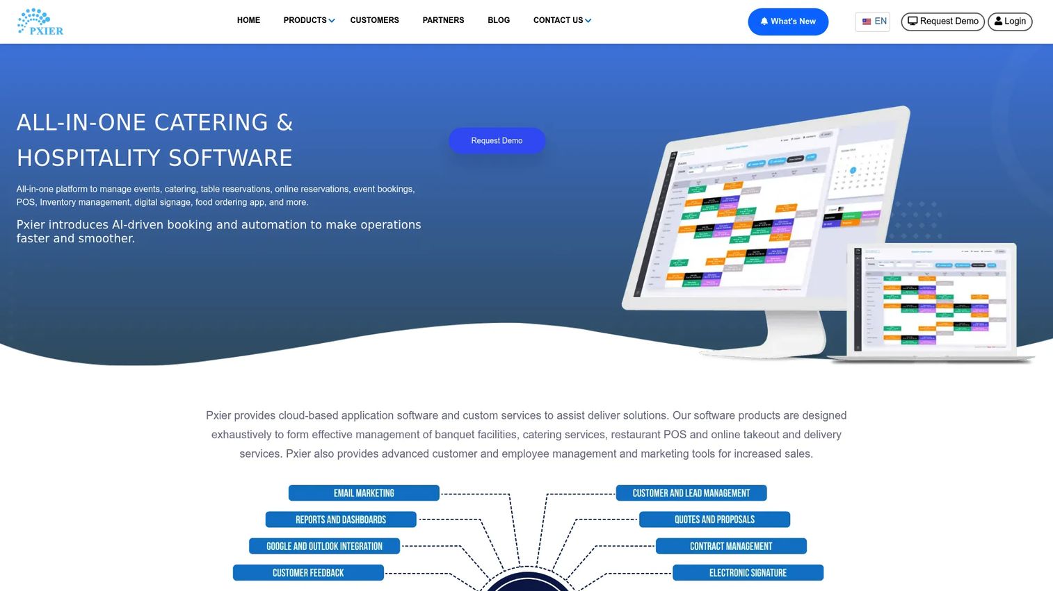 Pxier banquet and catering software homepage