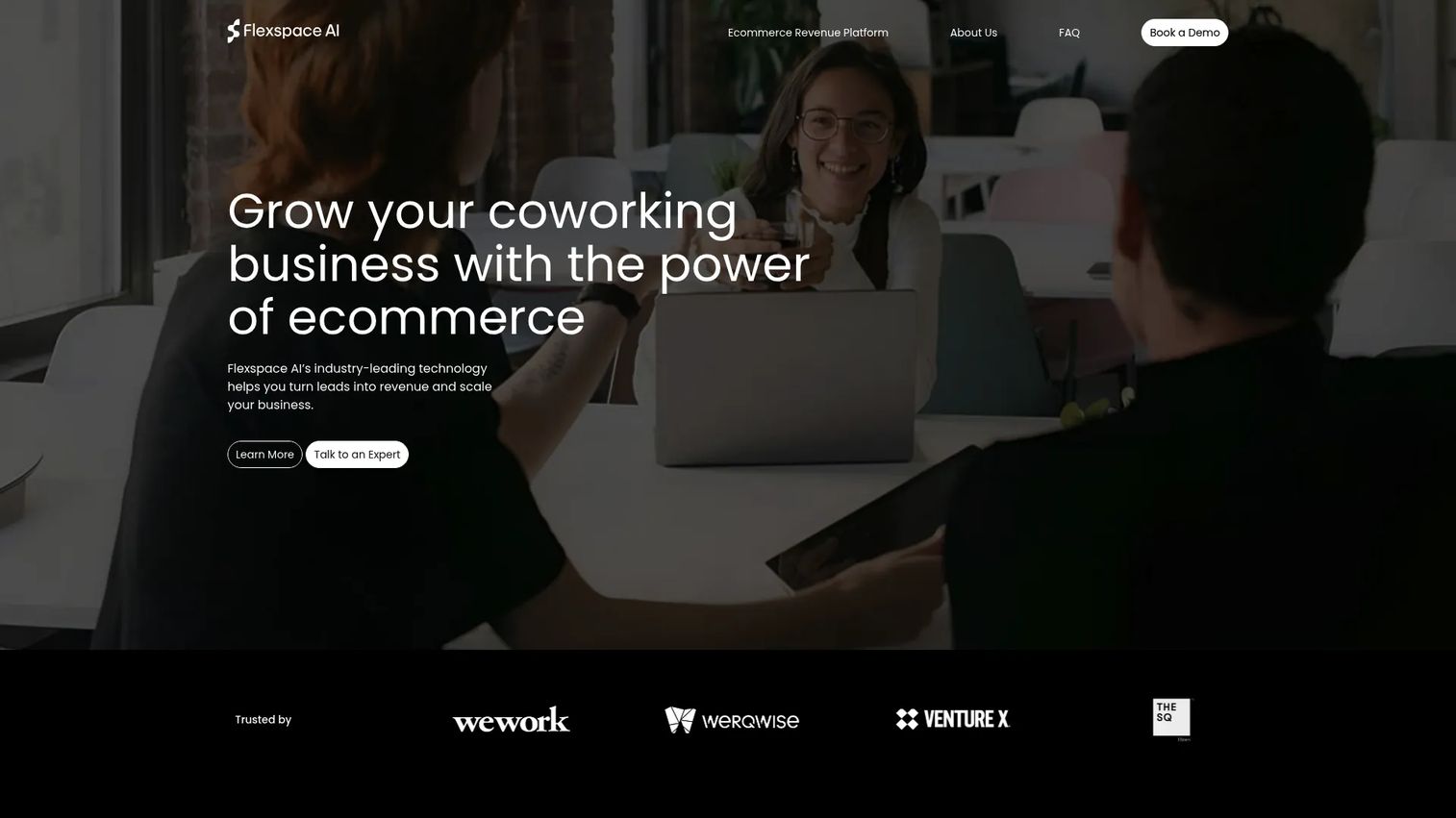 Flexspace AI coworking and revenue optimization software homepage