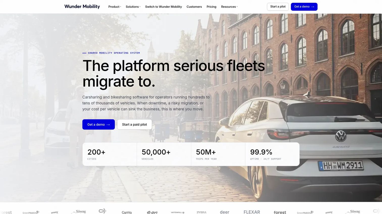 Wunder Mobility micromobility software homepage