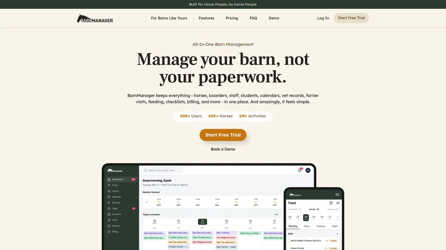 BarnManager barn management software homepage
