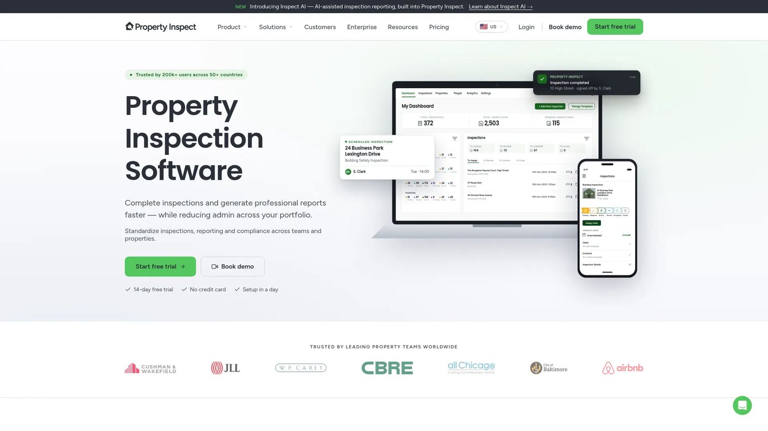 Property Inspect commercial property inspection software interface