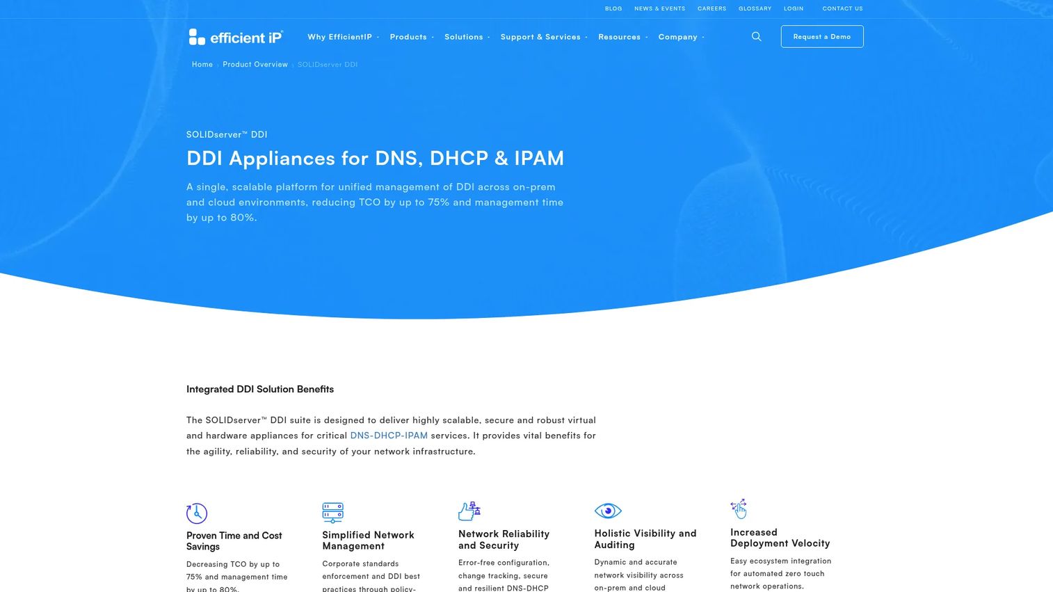 EfficientIP SOLIDserver DDI dashboard