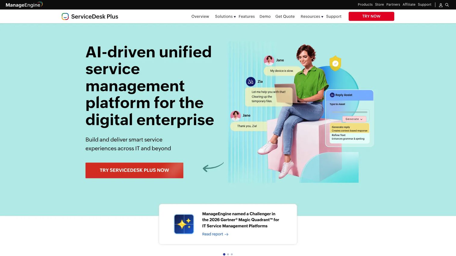 ServiceDesk Plus by ManageEngine IT service desk and asset management screen