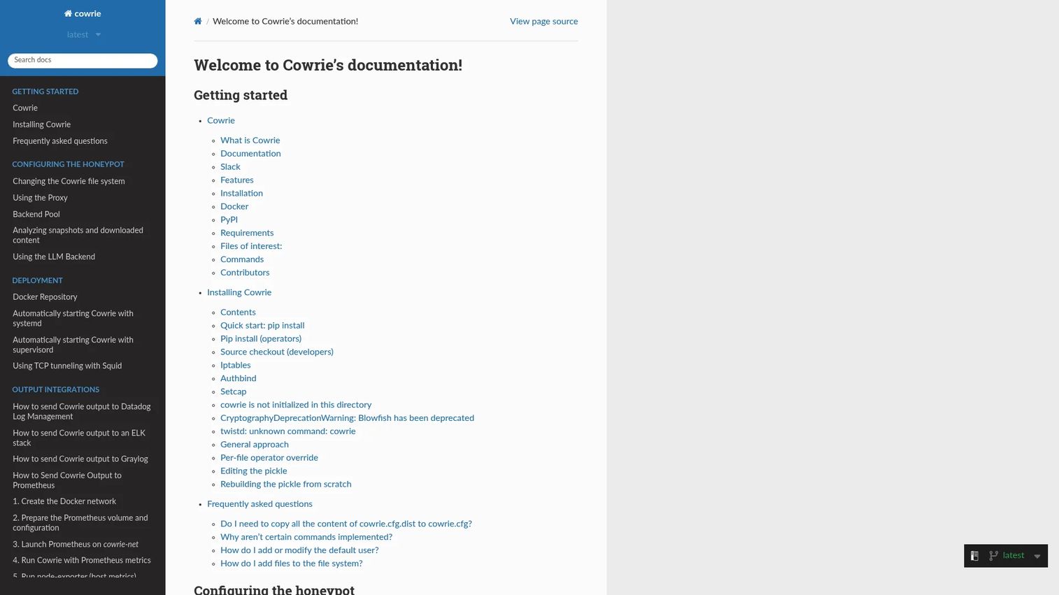 Cowrie SSH and Telnet honeypot documentation