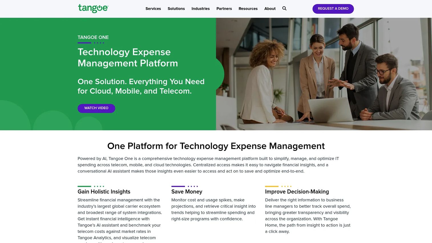 Tangoe One Telecom expense management platform interface