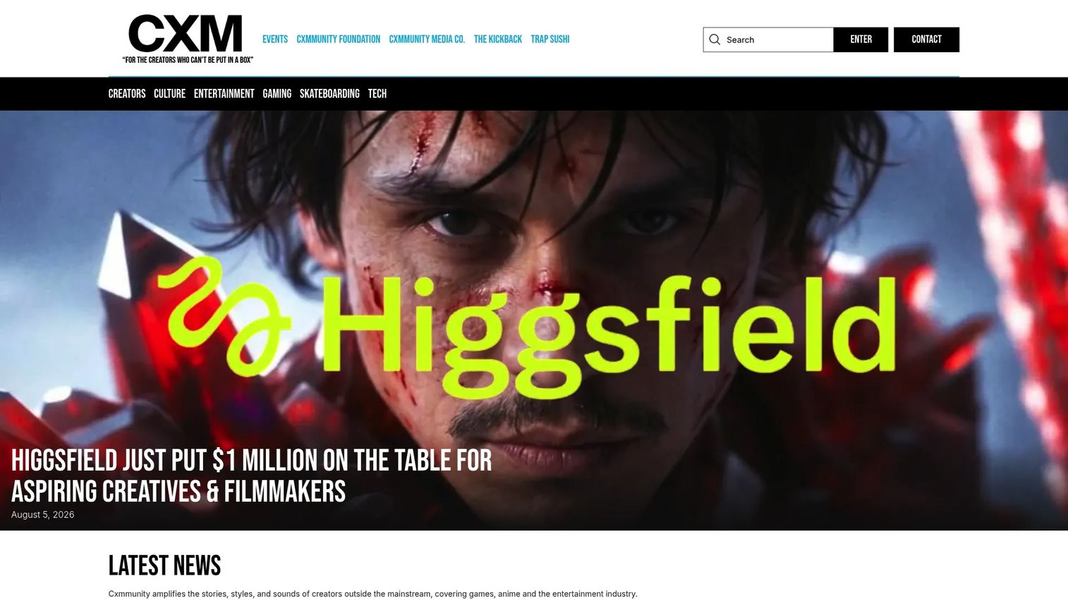 CXM media brand homepage