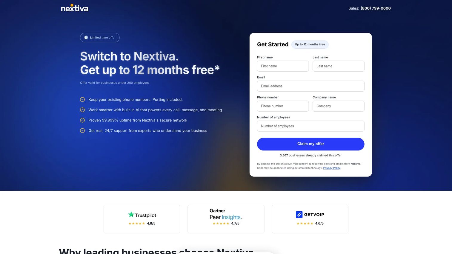 Nextiva communications and contact center platform dashboard