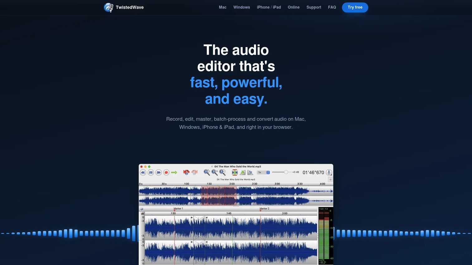 TwistedWave audio editor interface