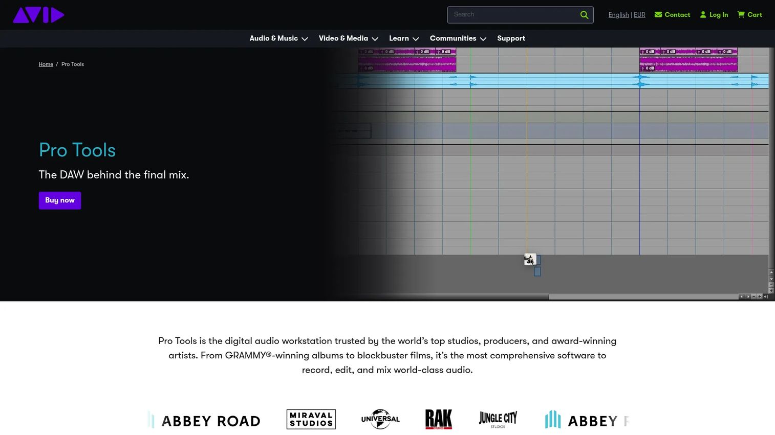 Pro Tools digital audio workstation interface
