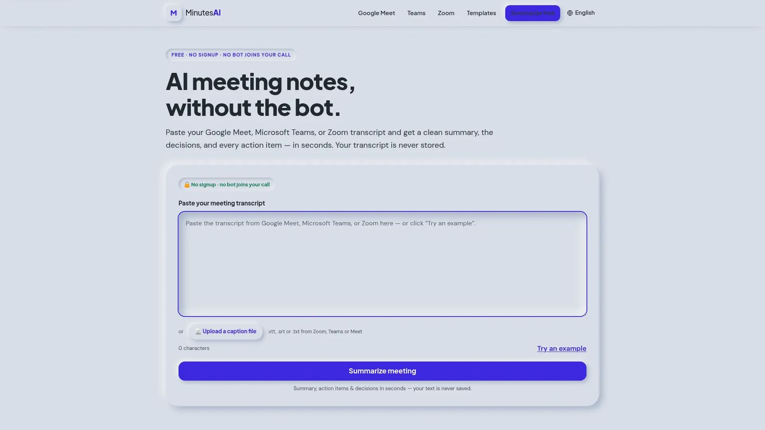Minutes AI transcript-to-notes summary tool