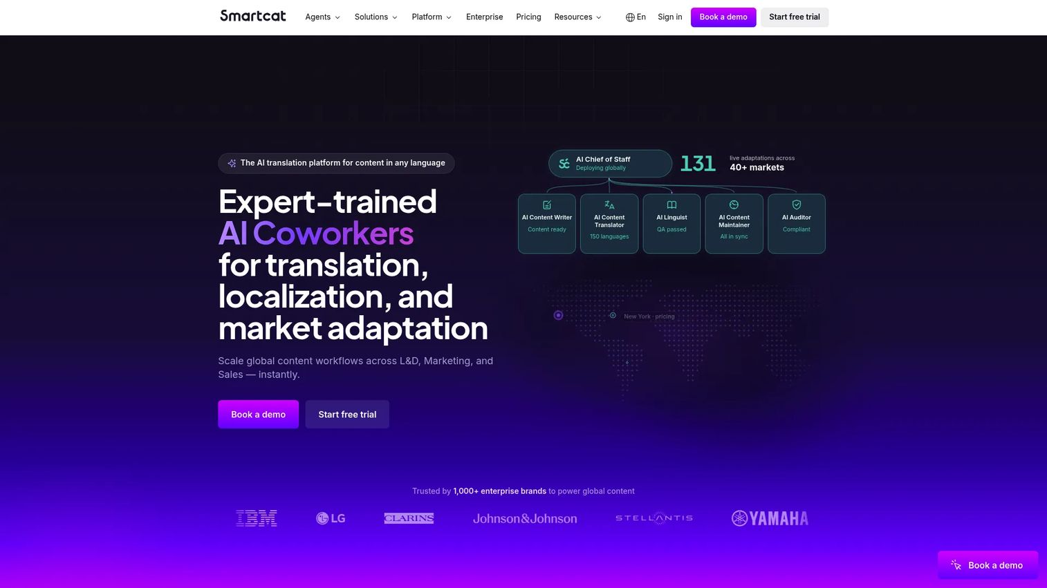 Smartcat AI translation and localization platform homepage
