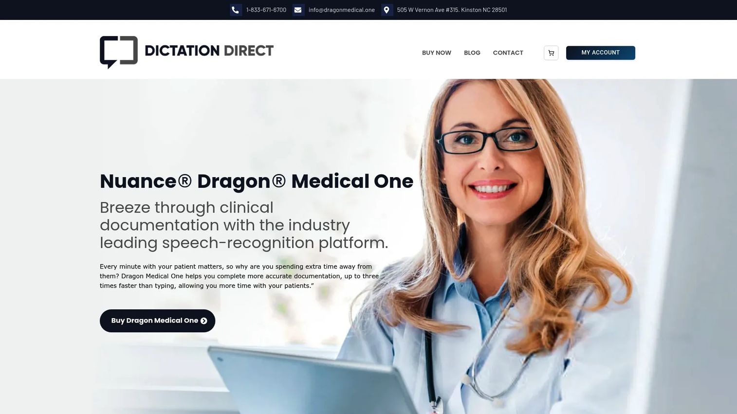 Dragon Medical One cloud medical speech recognition homepage