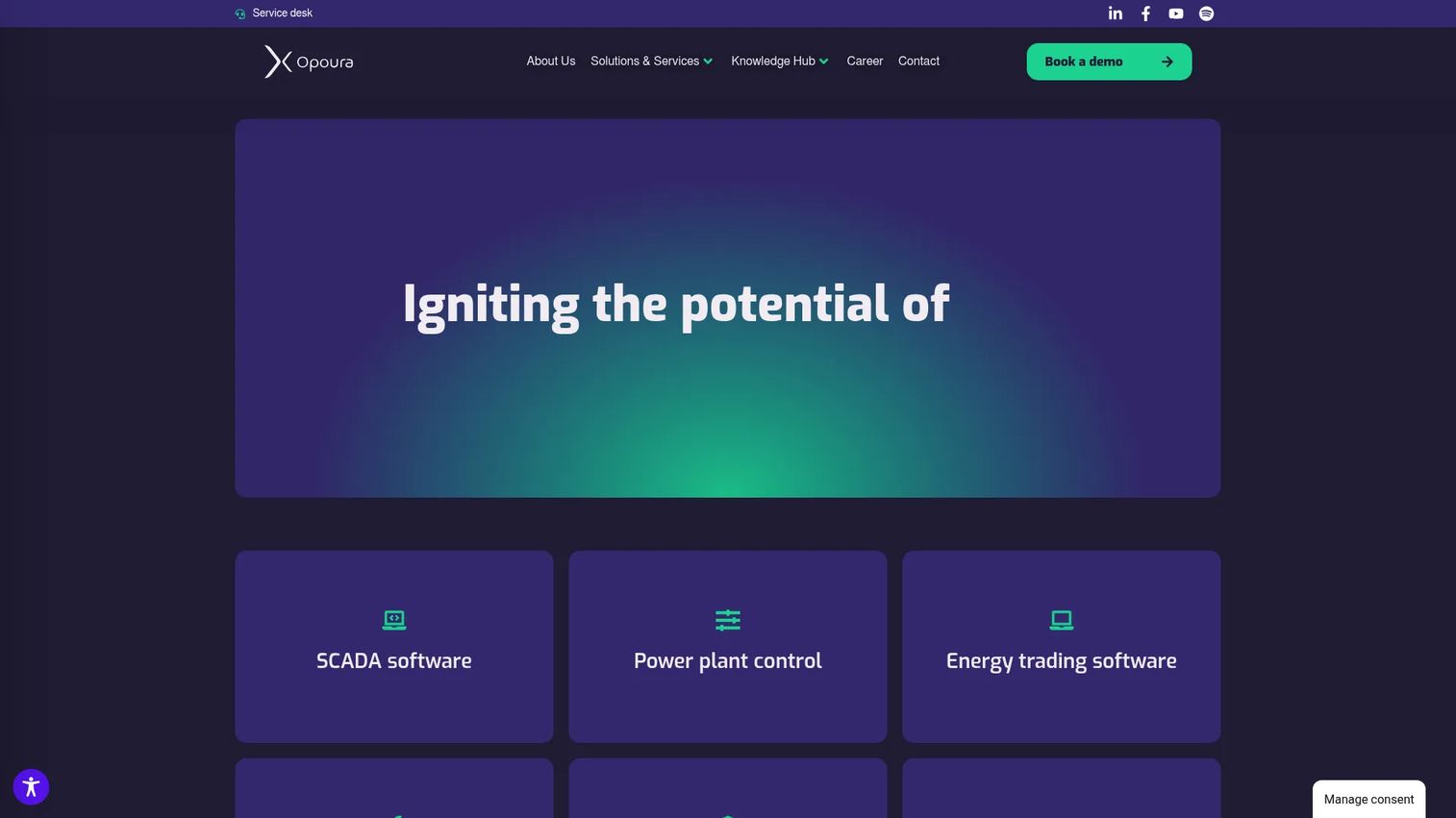 Opoura renewable energy software homepage