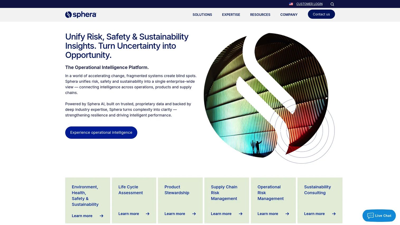Sphera enterprise sustainability and EHS software homepage