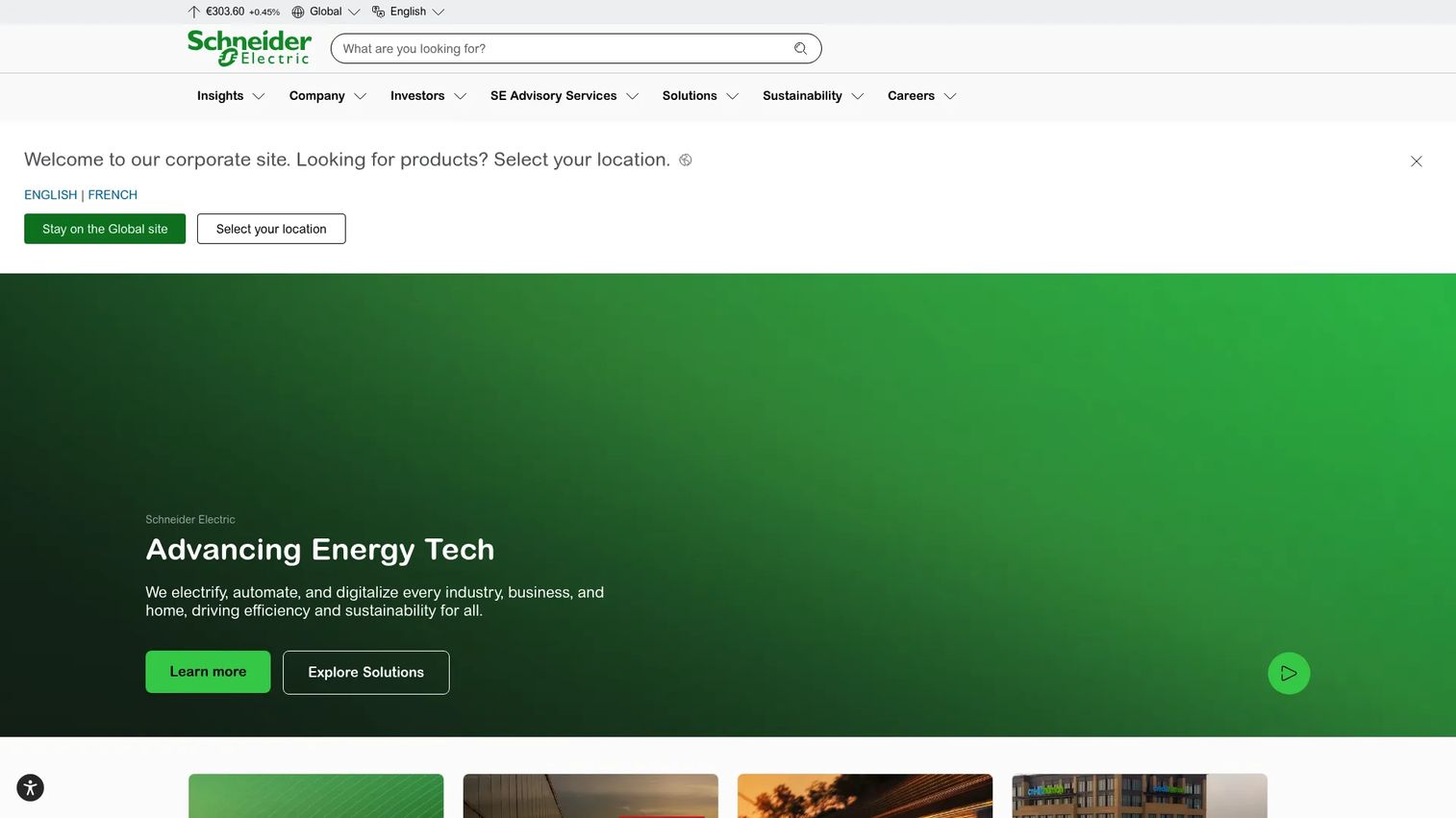 Schneider Electric energy management solutions homepage