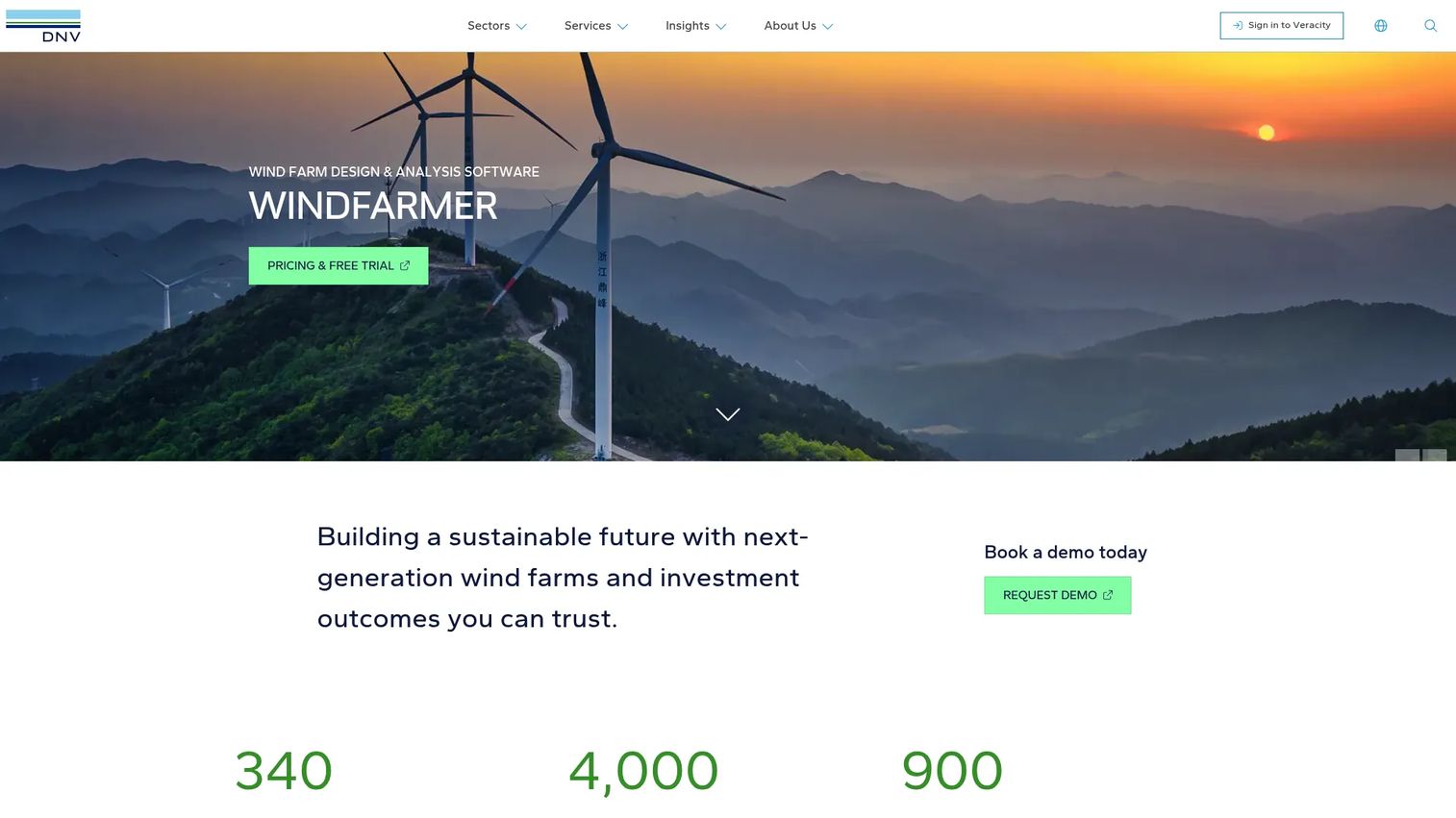 DNV WindFarmer wind farm design and energy assessment software interface