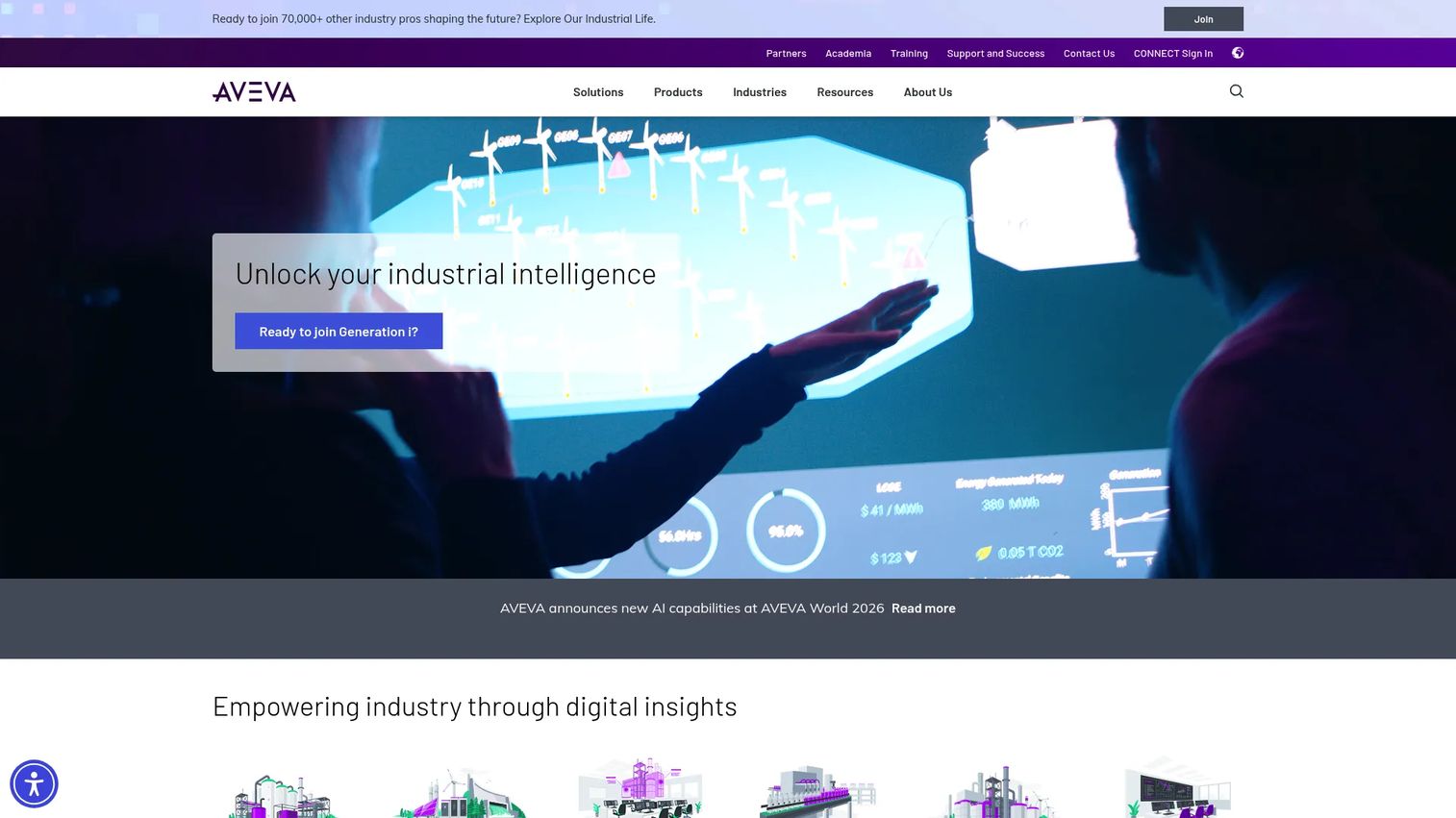 AVEVA industrial software homepage