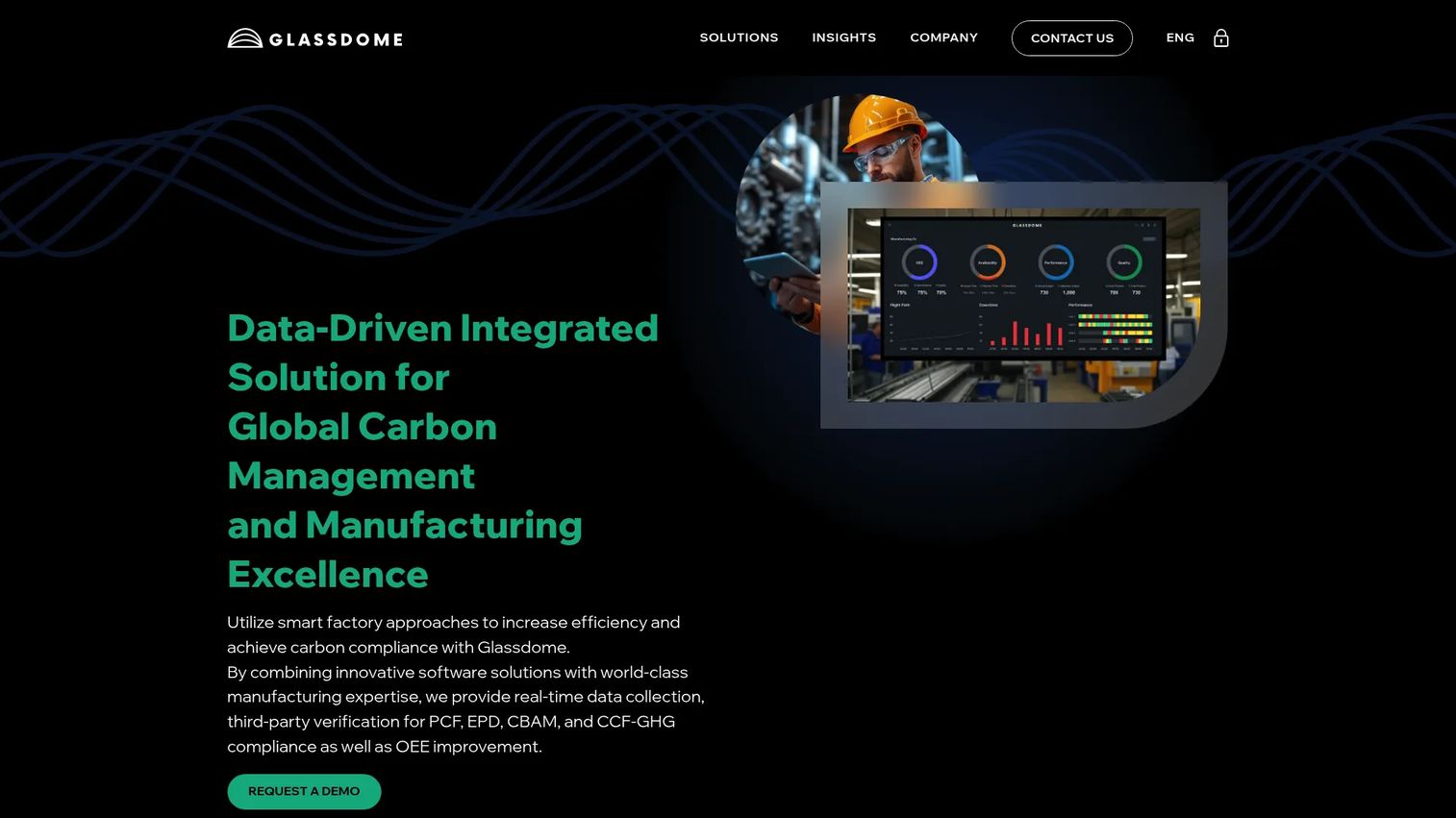 Glassdome manufacturing and product carbon footprint reporting dashboard