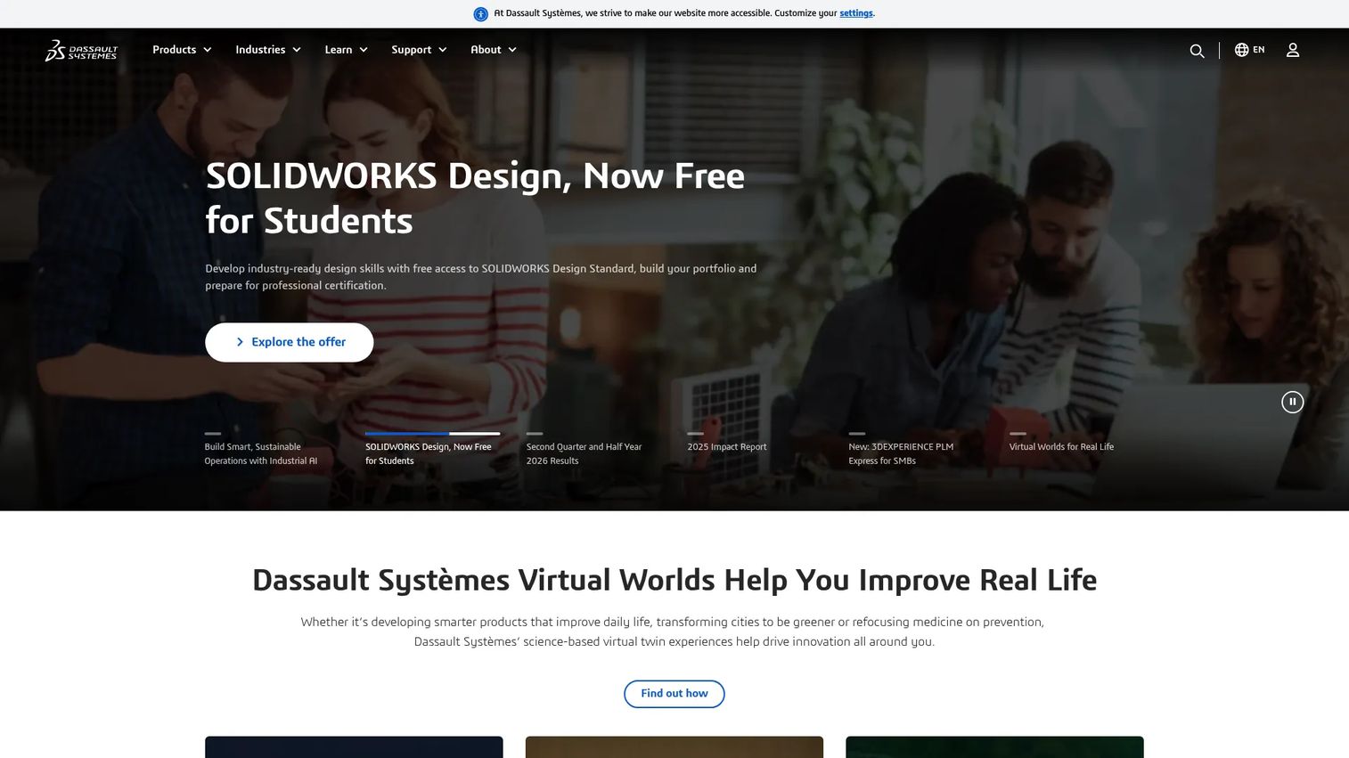 Dassault Systèmes 3DEXPERIENCE platform homepage