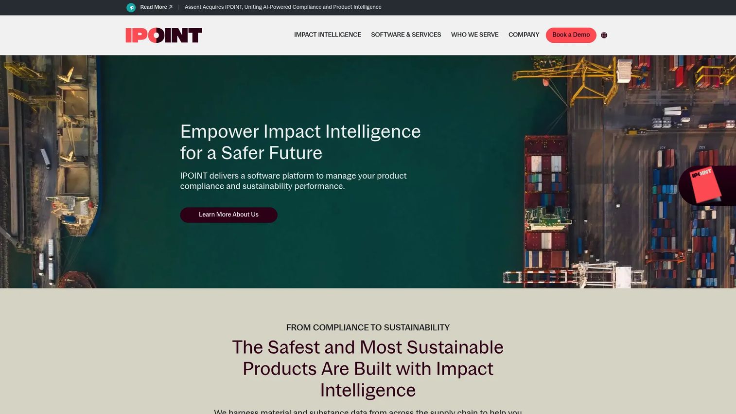 iPoint Systems circular economy and product sustainability software homepage