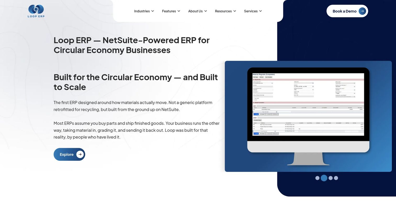 Loop ERP circular economy ERP software homepage