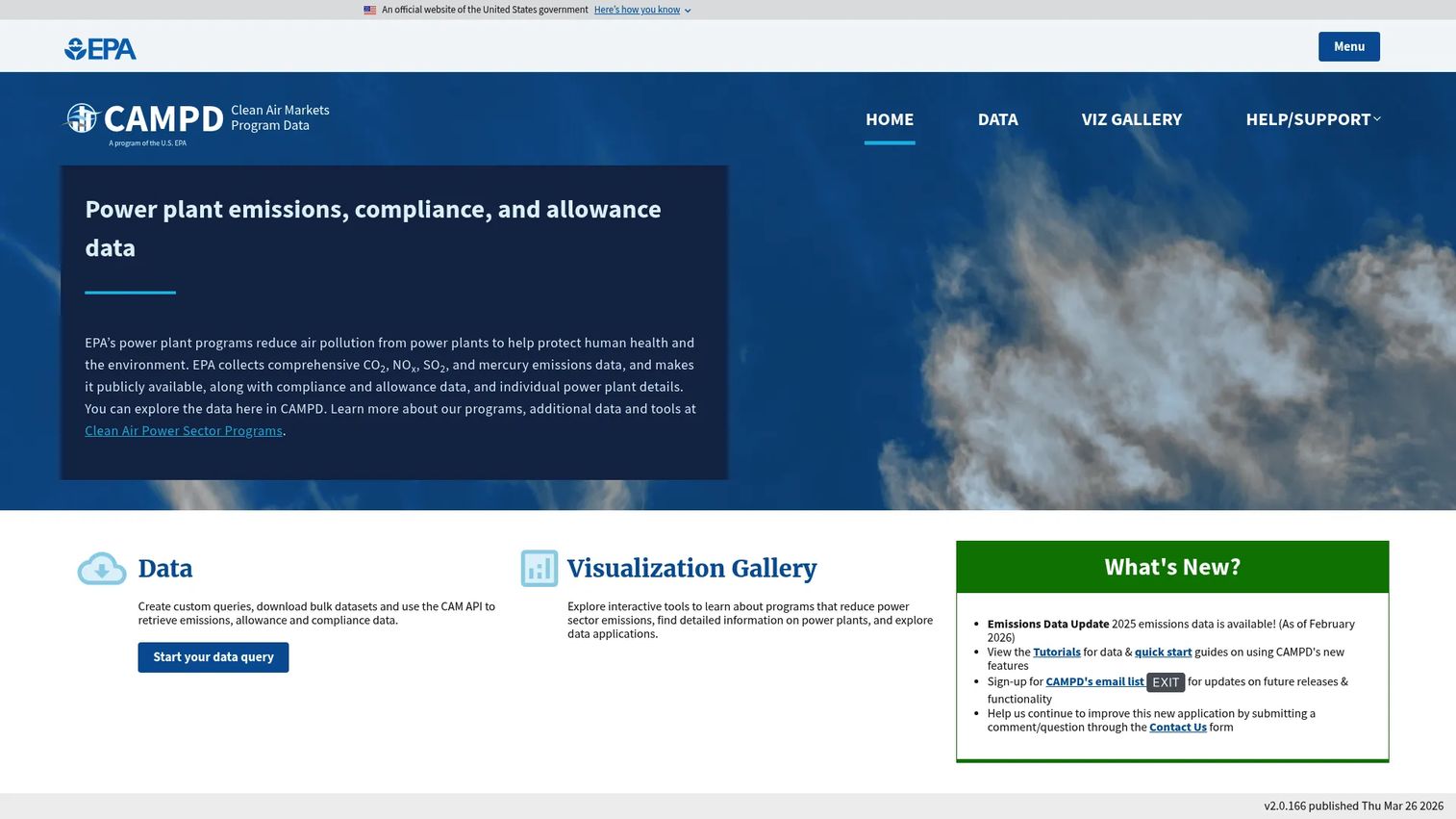 CAMPD Clean Air Markets Program Data portal