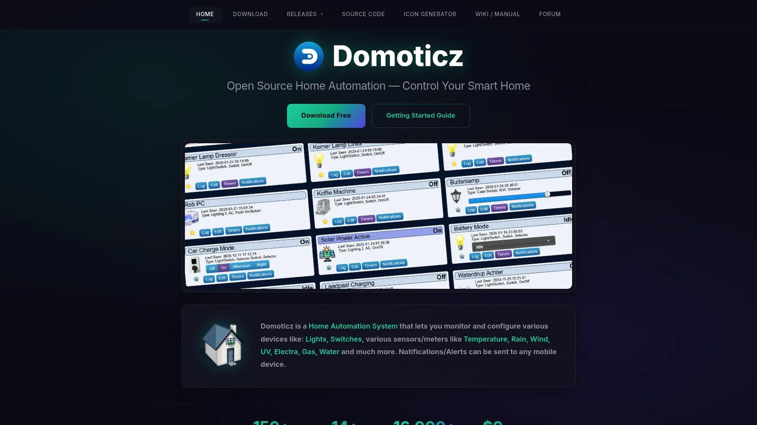 Domoticz home automation web interface