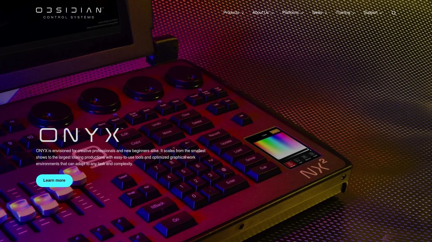 ONYX Software lighting control interface by Obsidian Control