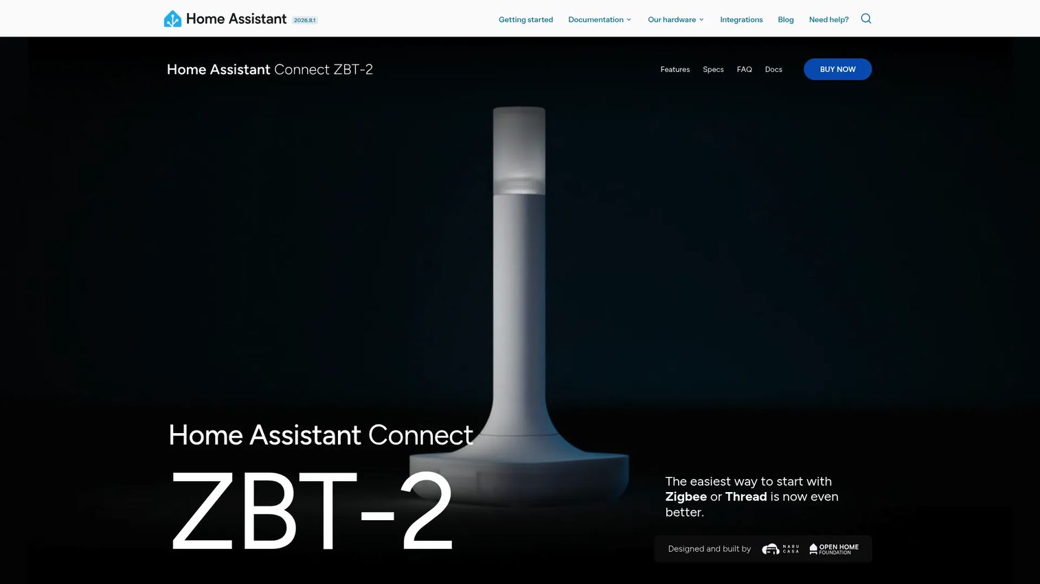 Home Assistant Connect ZBT-2 Zigbee and Thread adapter