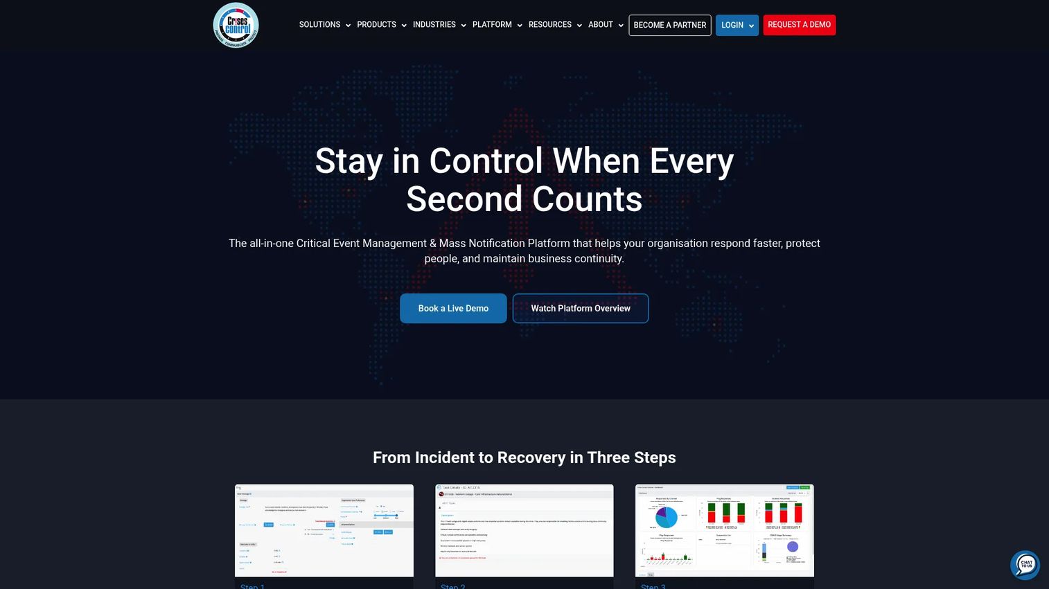 Crises Control critical event management platform homepage