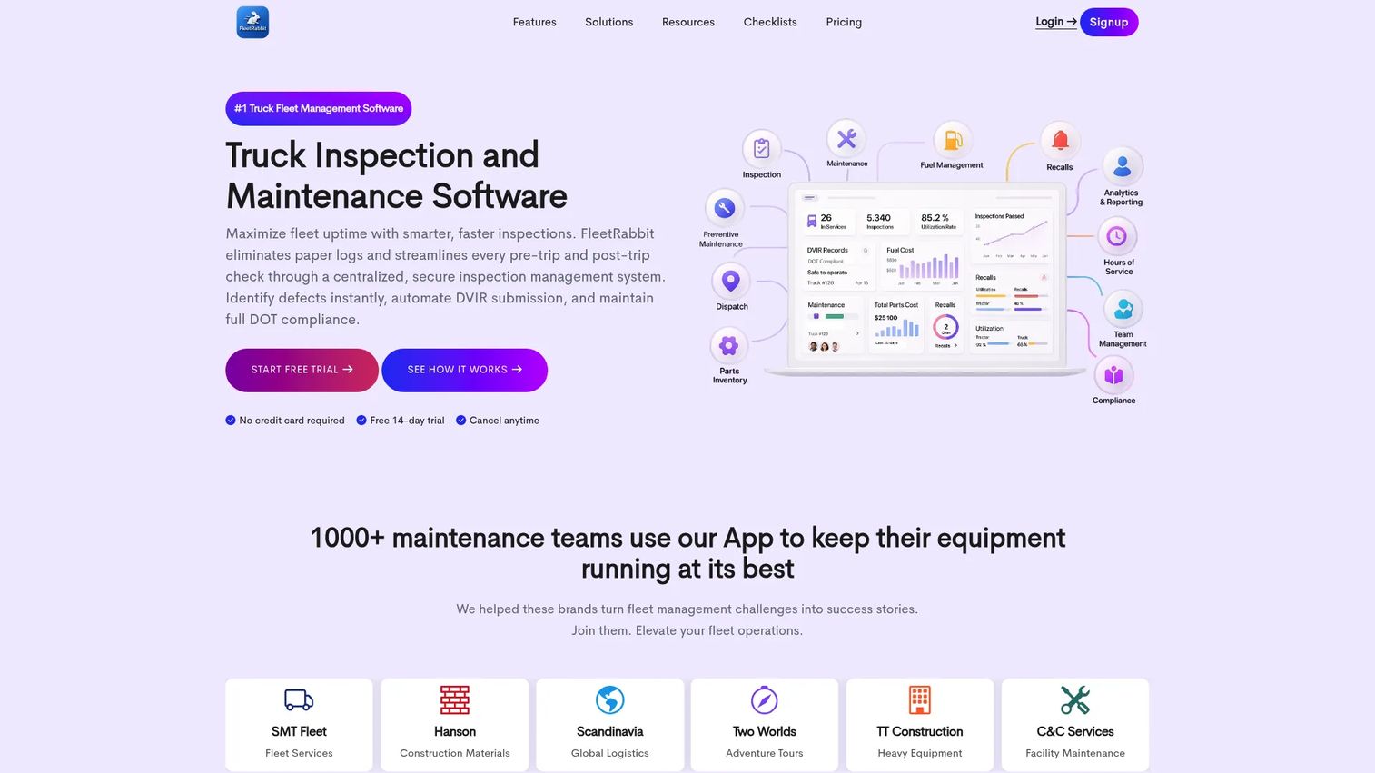 FleetRabbit all-in-one fleet management software homepage