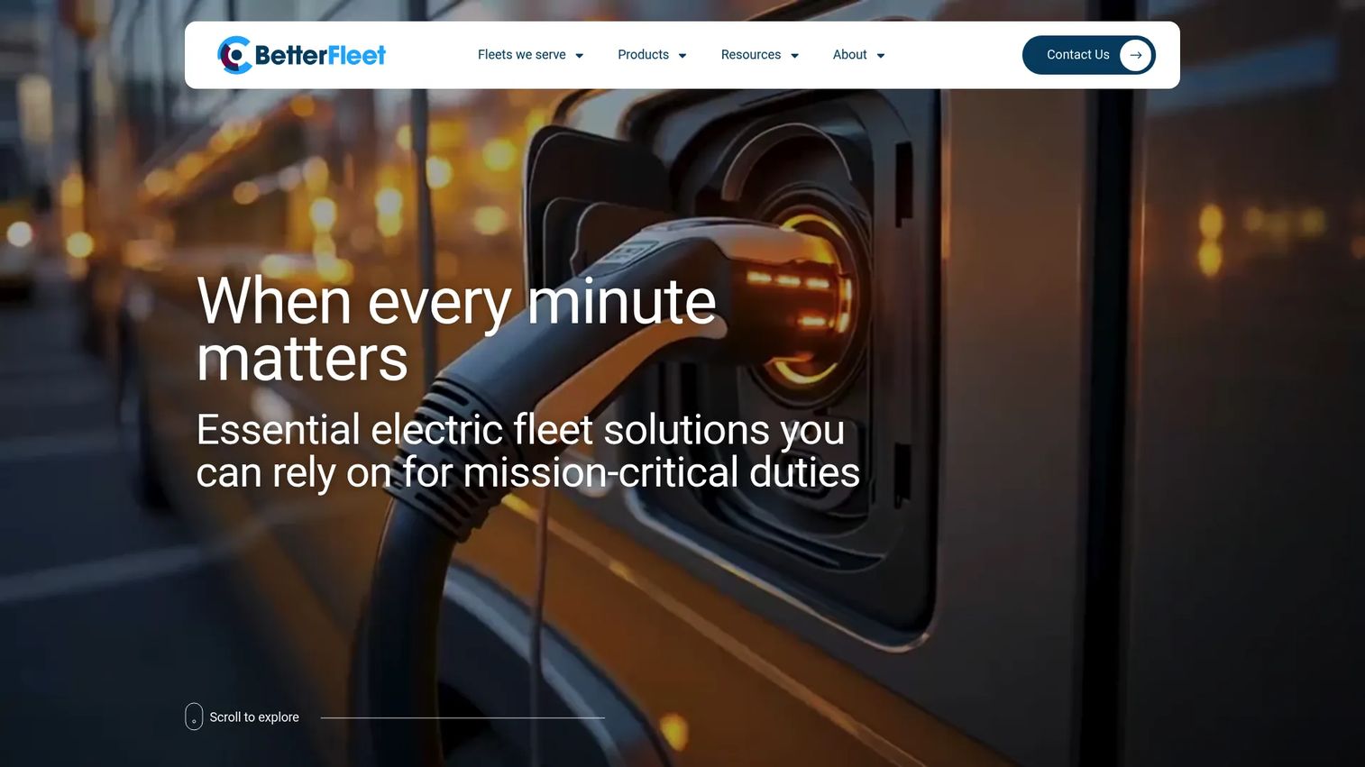 BetterFleet zero-emission fleet planning and charge management homepage