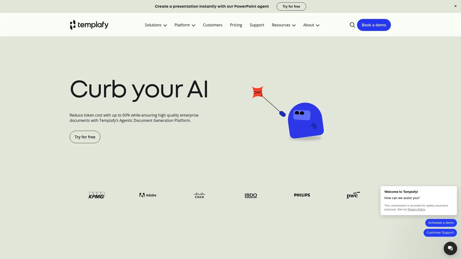 Templafy enterprise document governance interface