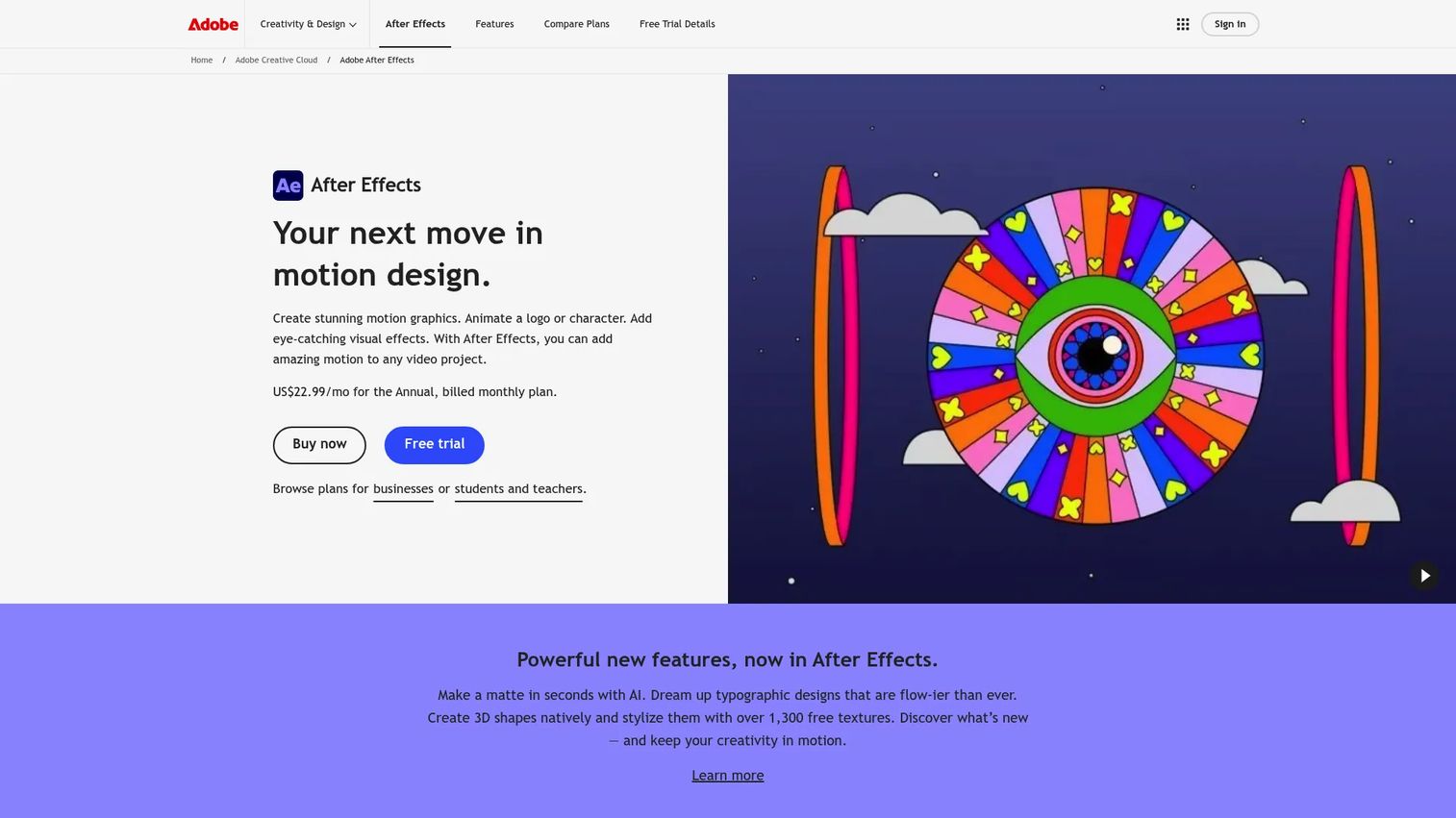Adobe After Effects motion graphics and compositing interface