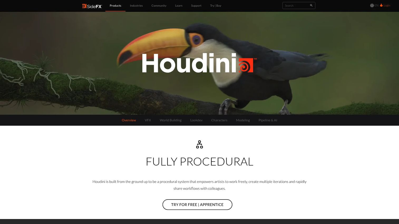 Houdini procedural node network and 3D viewport