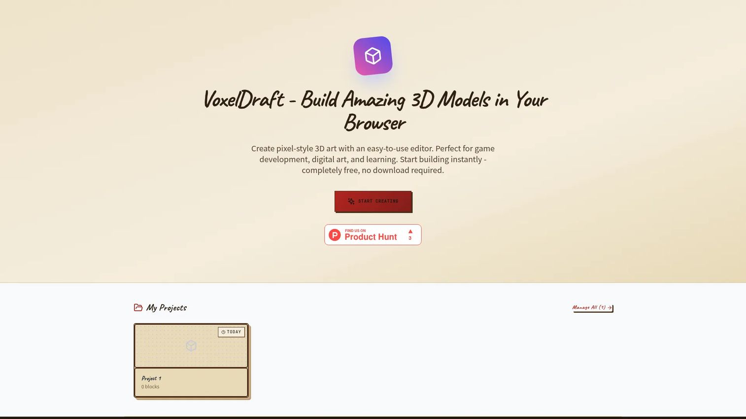 Voxel Builder browser-based voxel editor interface