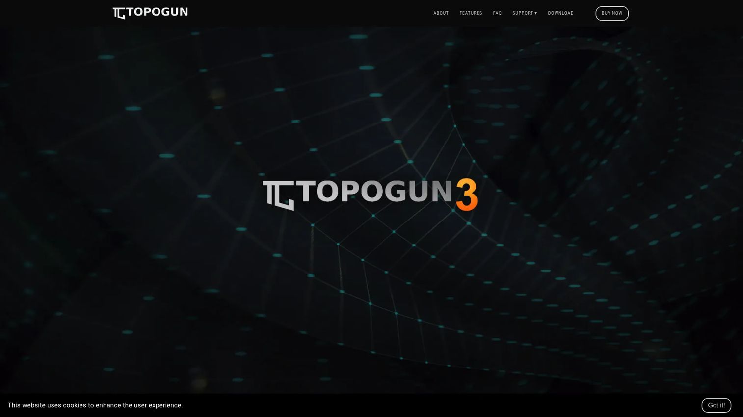 TopoGun homepage showing standalone retopology and maps baking software
