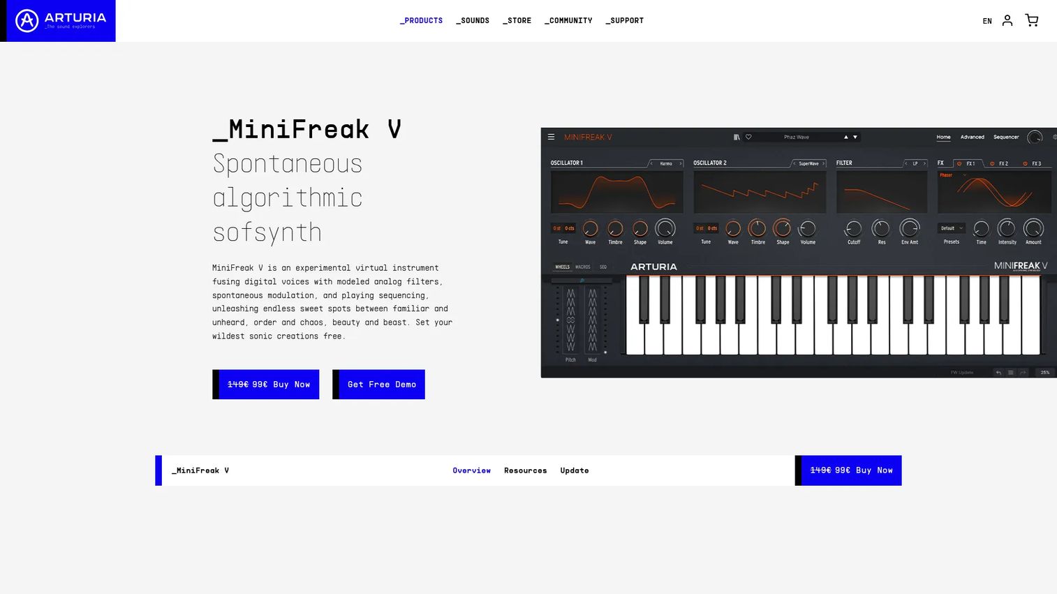 MiniFreak V hybrid virtual synthesizer interface