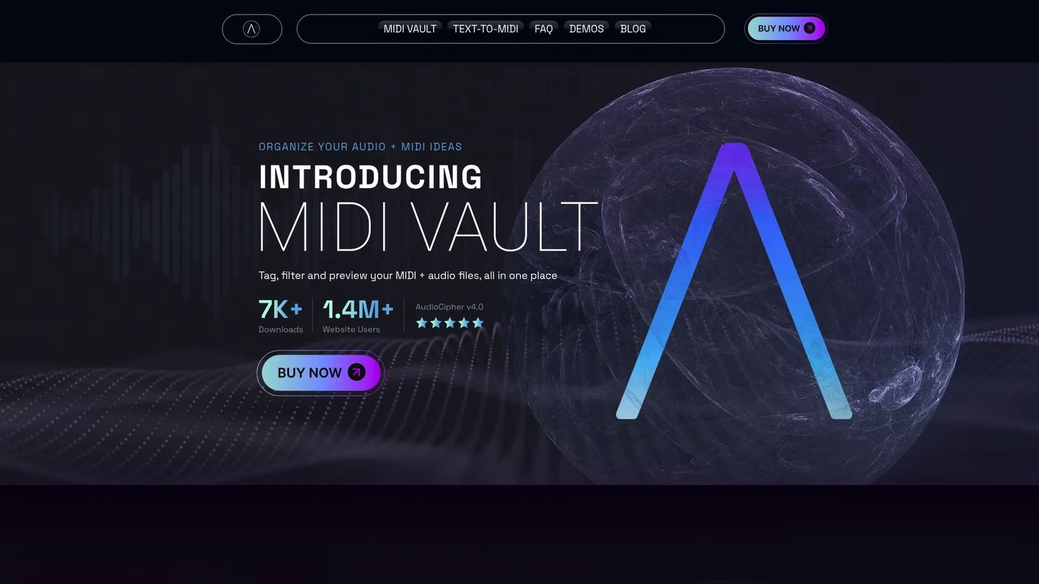 AudioCipher MIDI Vault homepage