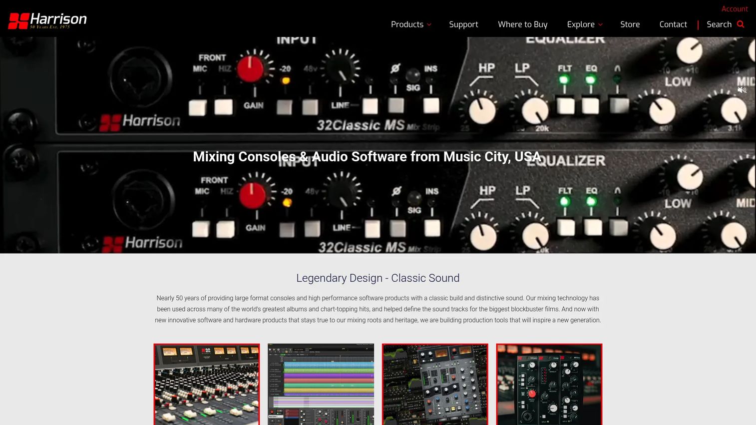 Harrison Consoles LiveTrax software homepage